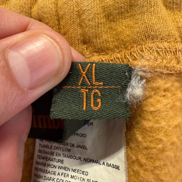 Timberland Men’s XL Mustard Yellow Jogger Pants Elastic Patch Athletic Fleece - Picture 7 of 12